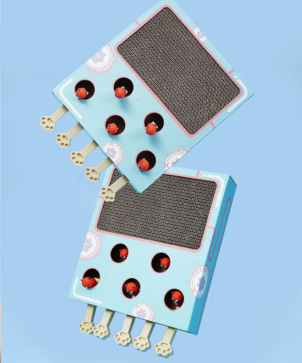 Brinquedo Interativo de Madeira com Placa para Arranhar e Descanso para Gatos - Miauverso