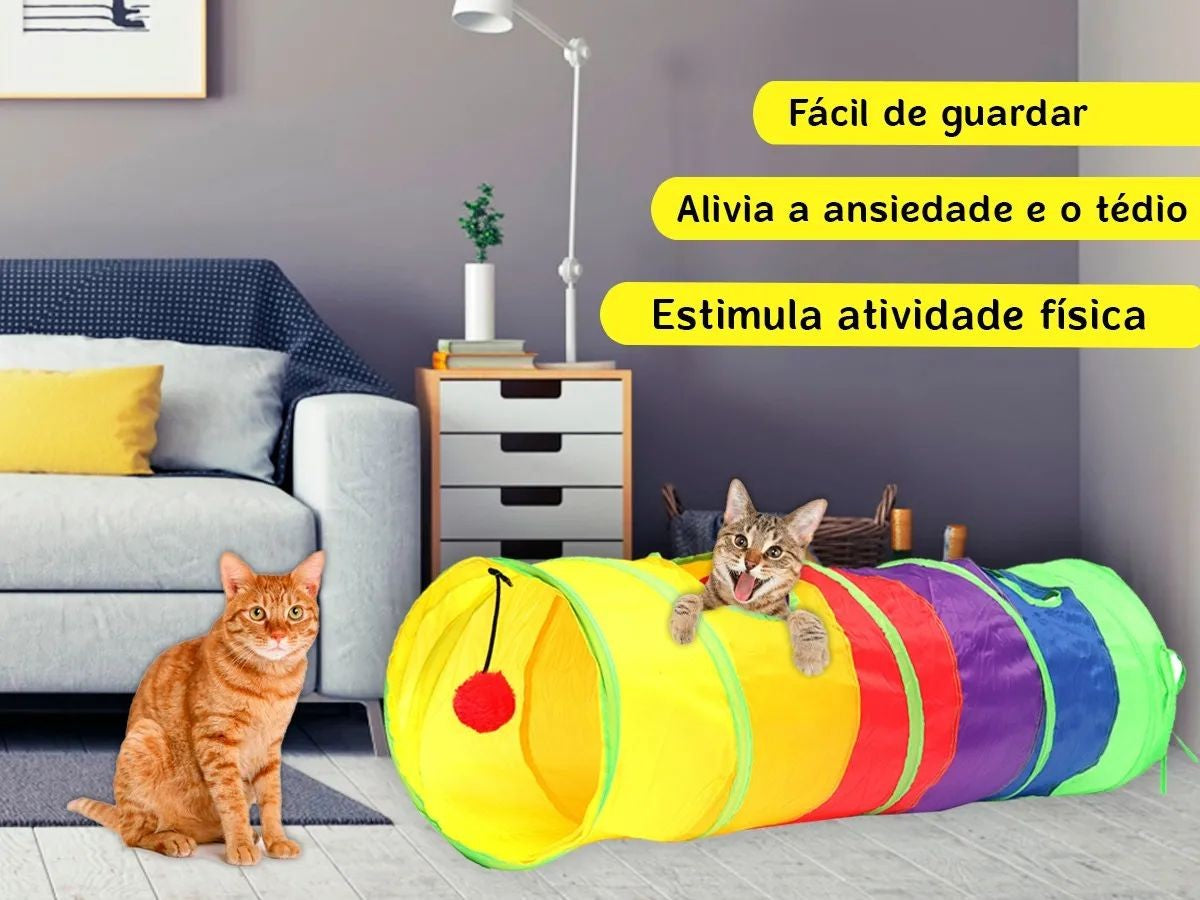 Túnel Dobrável para Gatos em Nylon – Miauverso