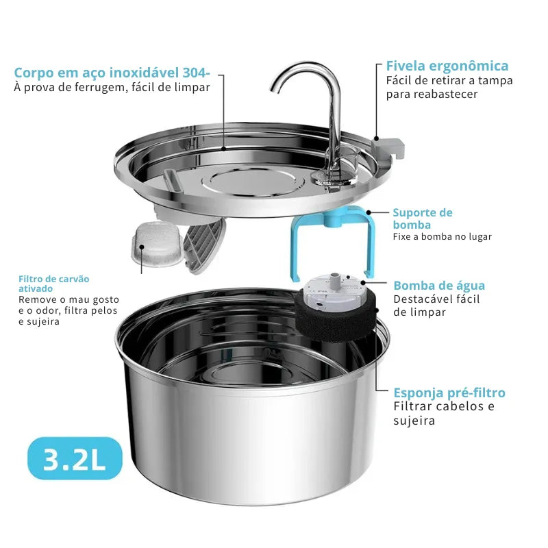 Fonte-de-Água-Inteligente-em-Aço-Inox-para-Gatos-Miauverso