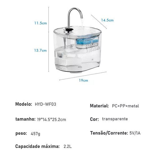 Fonte Bebedouro Moderno Elétrico 2.5L - Miauverso