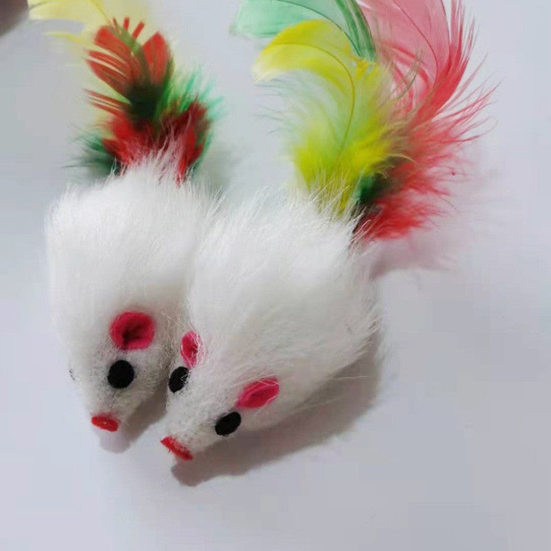 Ratinho de Pelúcia com Pena para Gatos - Miauverso