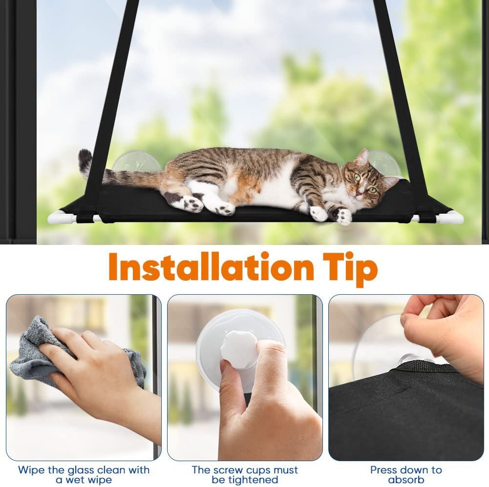Poleiro de Janela Reforçado com Ventosas e 360° de Banho de Sol para Gatos - Miauverso