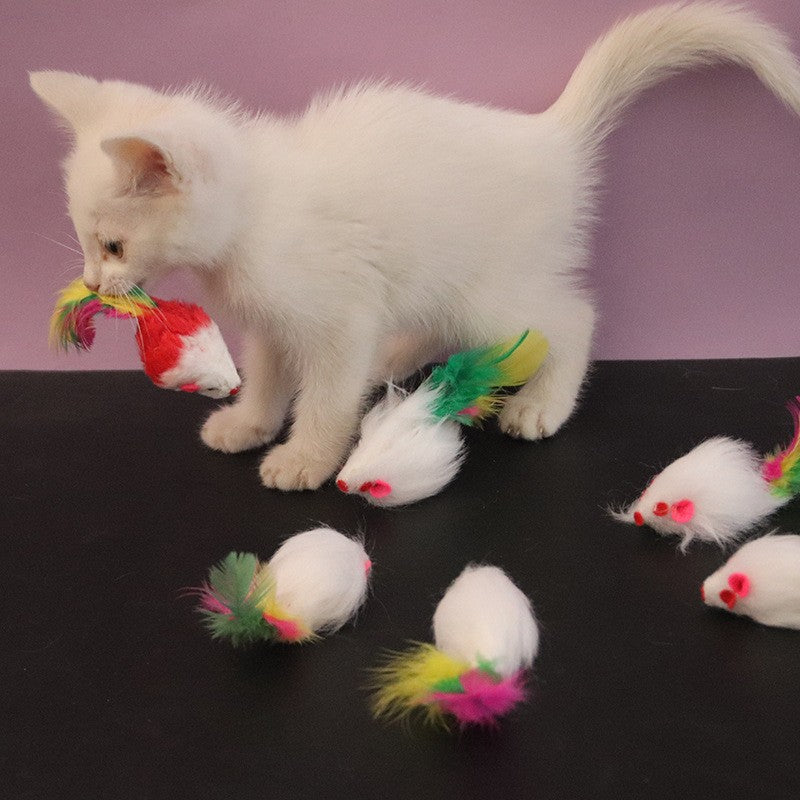 Ratinho de Pelúcia com Pena para Gatos - Miauverso