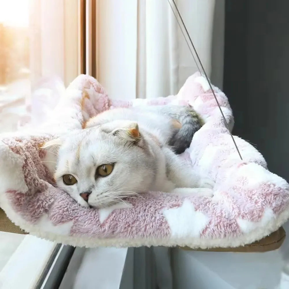 Cama de Janela Suspensa com Rede e Cobertor para Gatos - Miauverso