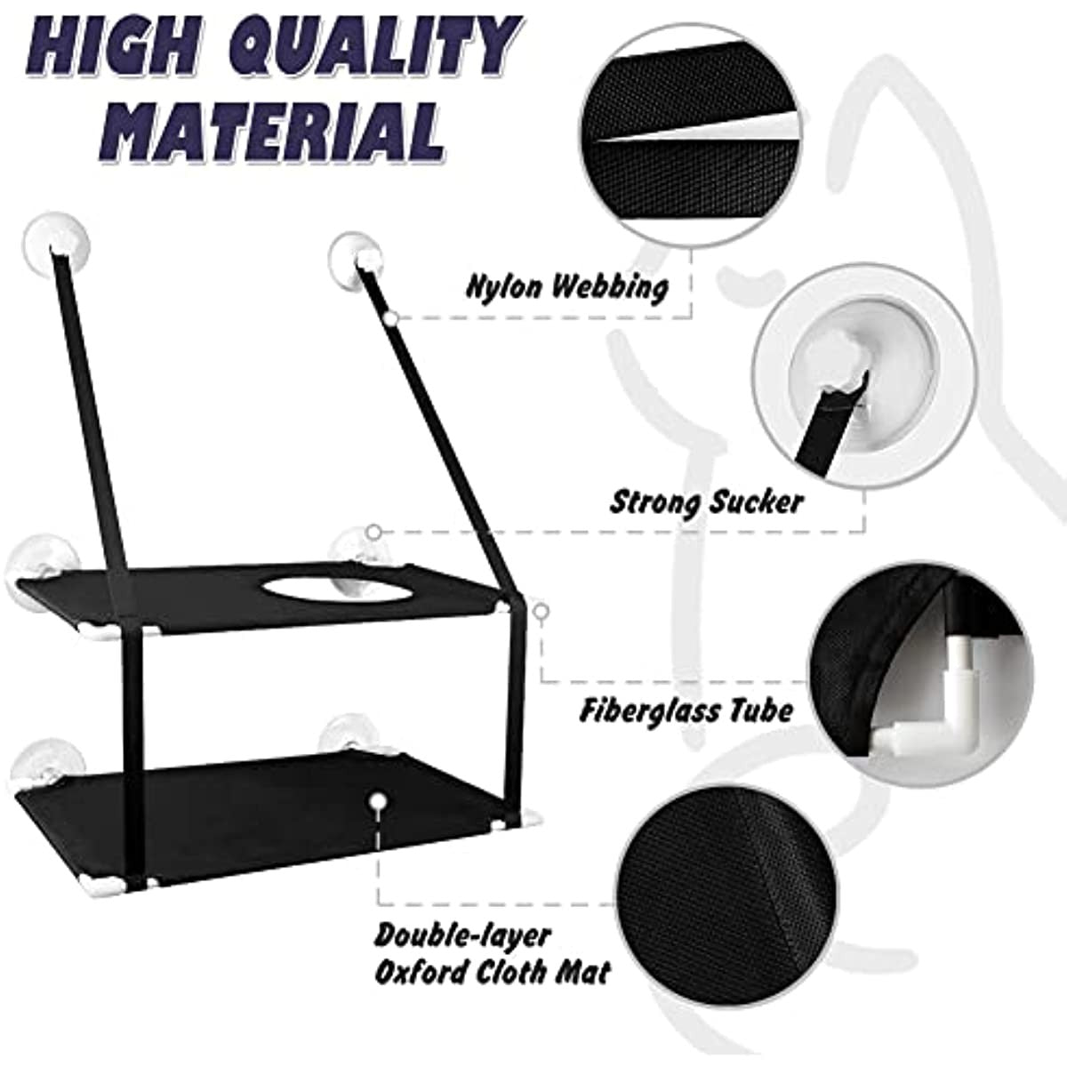 Poleiro de Janela Reforçado com Ventosas e 360° de Banho de Sol para Gatos - Miauverso