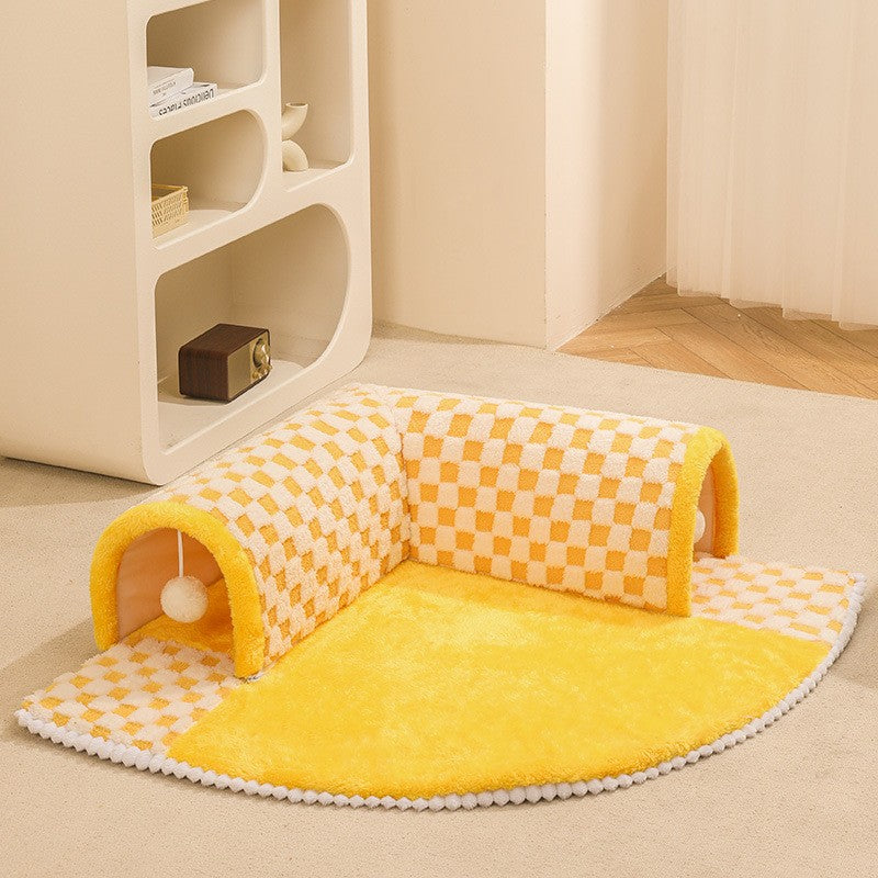 Cama Túnel 2 em 1 para Gatos com Entrada Interativa e Tapete Removível - Miauverso