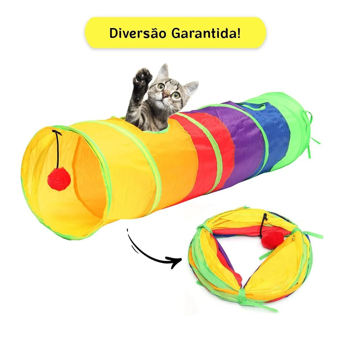 Túnel Dobrável para Gatos em Nylon – Miauverso