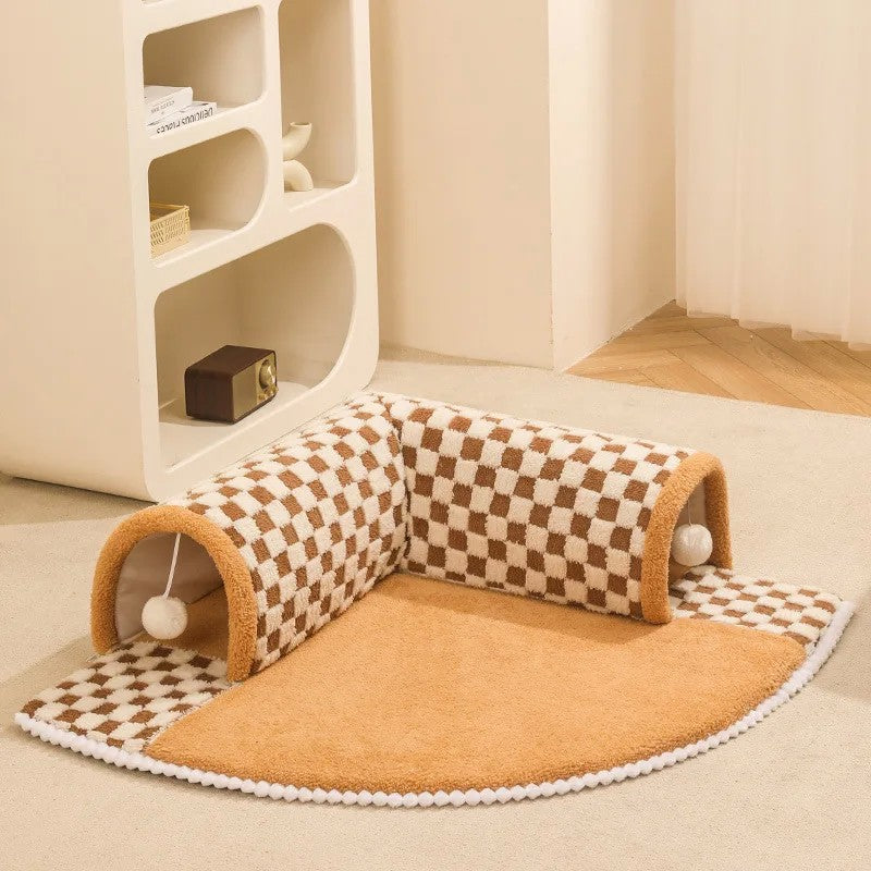 Cama Túnel 2 em 1 para Gatos com Entrada Interativa e Tapete Removível - Miauverso