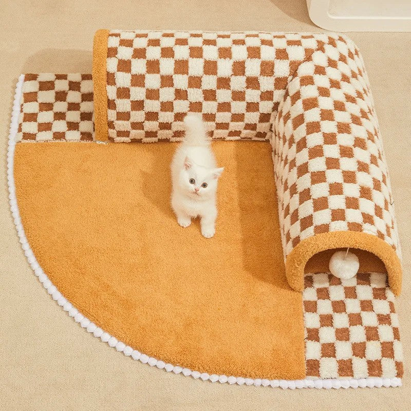 Cama Túnel 2 em 1 para Gatos com Entrada Interativa e Tapete Removível - Miauverso