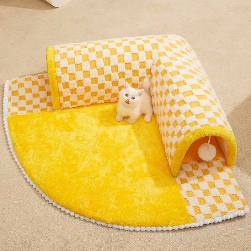 Cama Túnel 2 em 1 para Gatos com Entrada Interativa e Tapete Removível - Miauverso