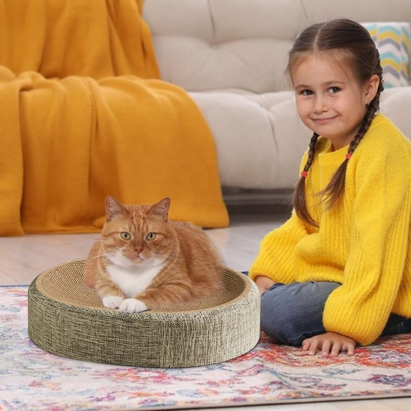 Cama com design côncavo e superfície de sisal - Miauverso