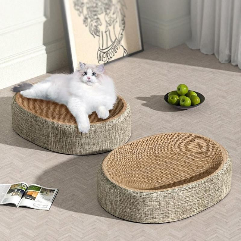 Cama com design côncavo e superfície de sisal - Miauverso