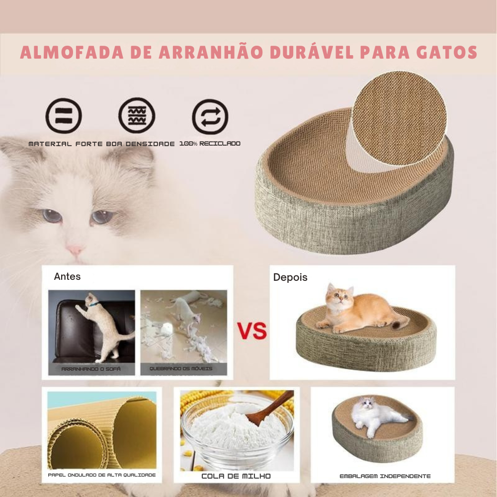 Cama com design côncavo e superfície de sisal - Miauverso
