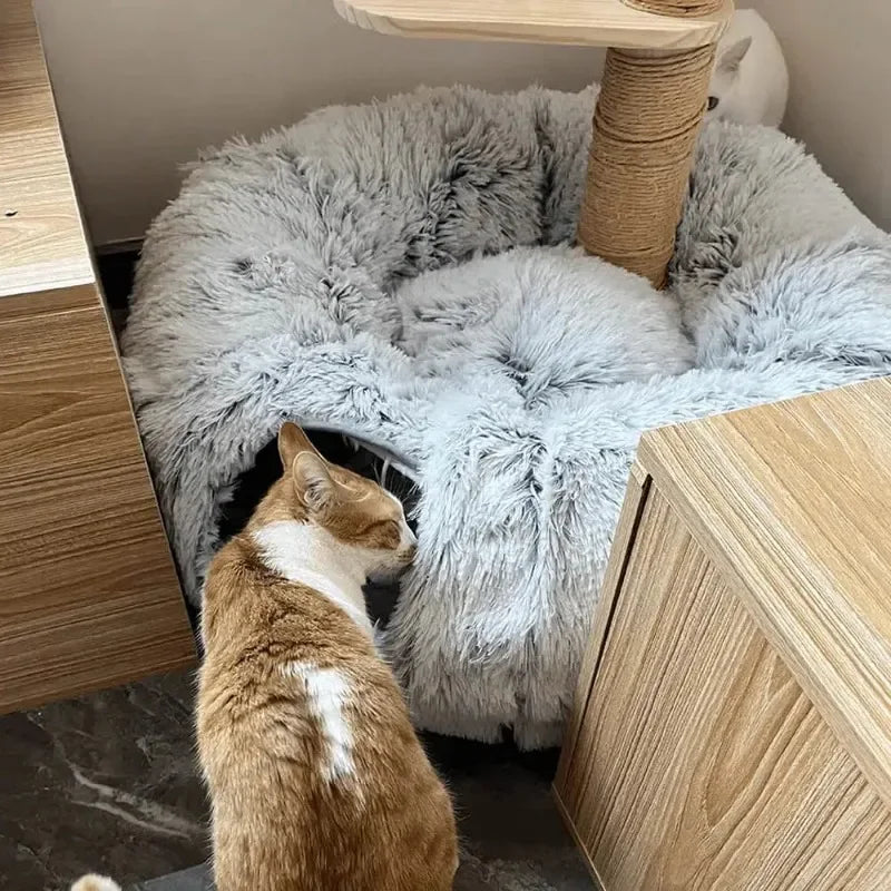 Cama de Pelúcia-com-Túnel-para-Gatos-Miauverso