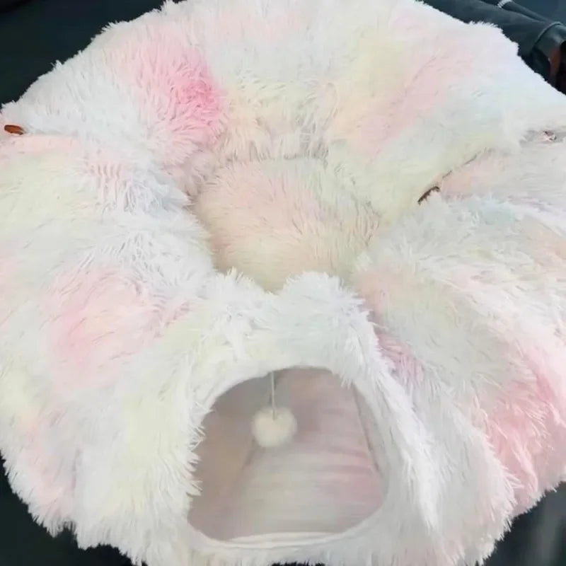Cama de Pelúcia-com-Túnel-para-Gatos-Miauverso