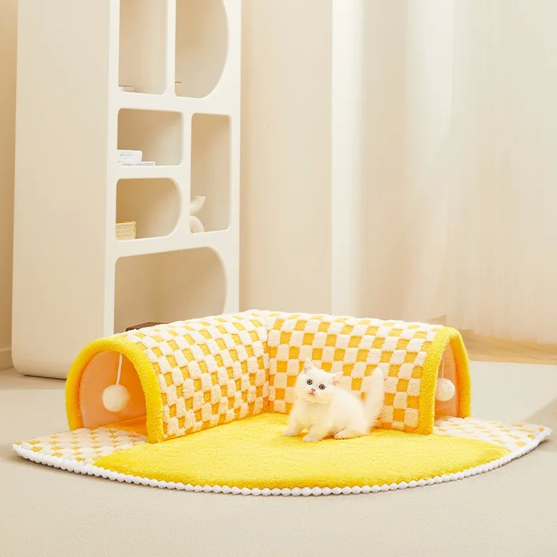 Cama Túnel 2 em 1 para Gatos com Entrada Interativa e Tapete Removível - Miauverso