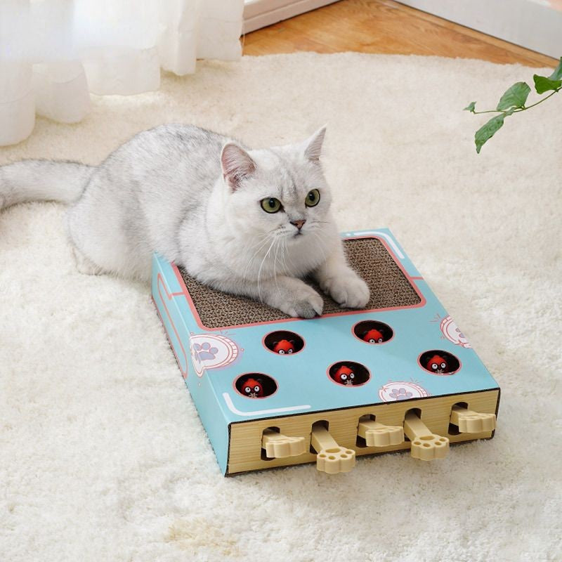 Brinquedo Interativo de Madeira com Placa para Arranhar e Descanso para Gatos - Miauverso