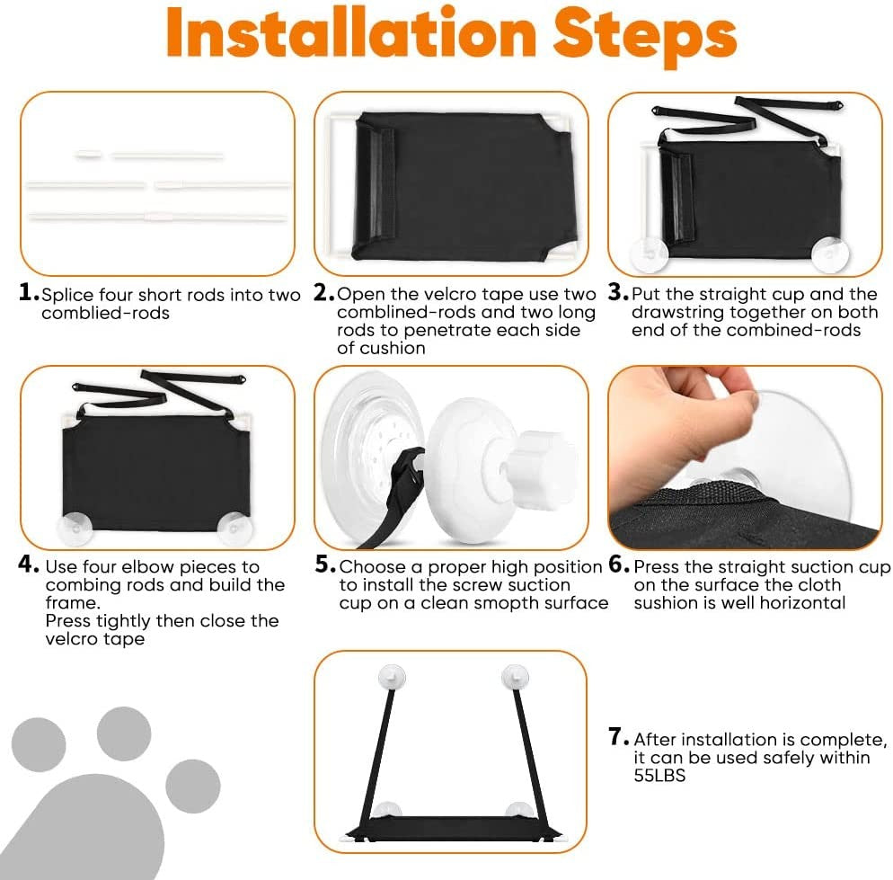 Poleiro de Janela Reforçado com Ventosas e 360° de Banho de Sol para Gatos - Miauverso